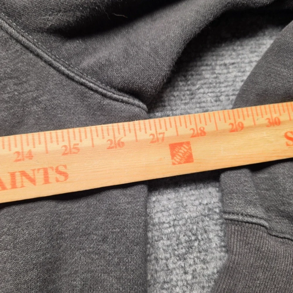 The North Face Hoodie Mens XL Charcoal Grey Yellow Box Graphic Pullover Fleece